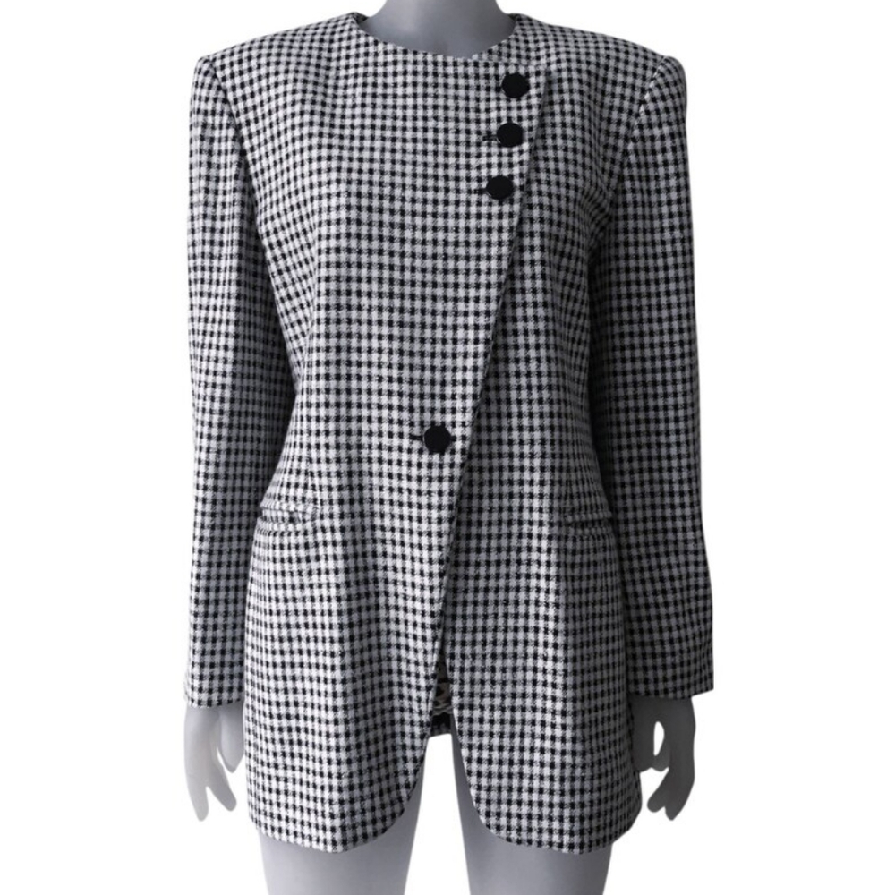 Escada Black and White Checkered Blazer